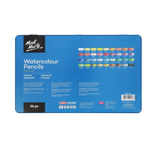 MONT MARTE COLOURED PENCILS Watercolours Tin 36 Piece(2)